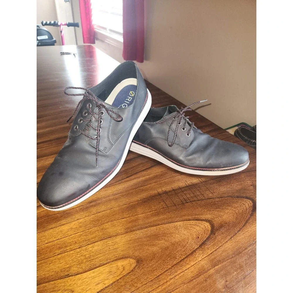Cole Haan Men's OriginalGrand Plain Toe Oxford Leather Shoes Black Size 10.5
